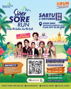 Siger Sore Run 2026 Siap Digelar di Bakauheni Harbour City Oktober Mendatang